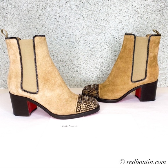 Christian Louboutin Shoes - Christian Louboutin Tan Suede Otaboo Chelsea boots